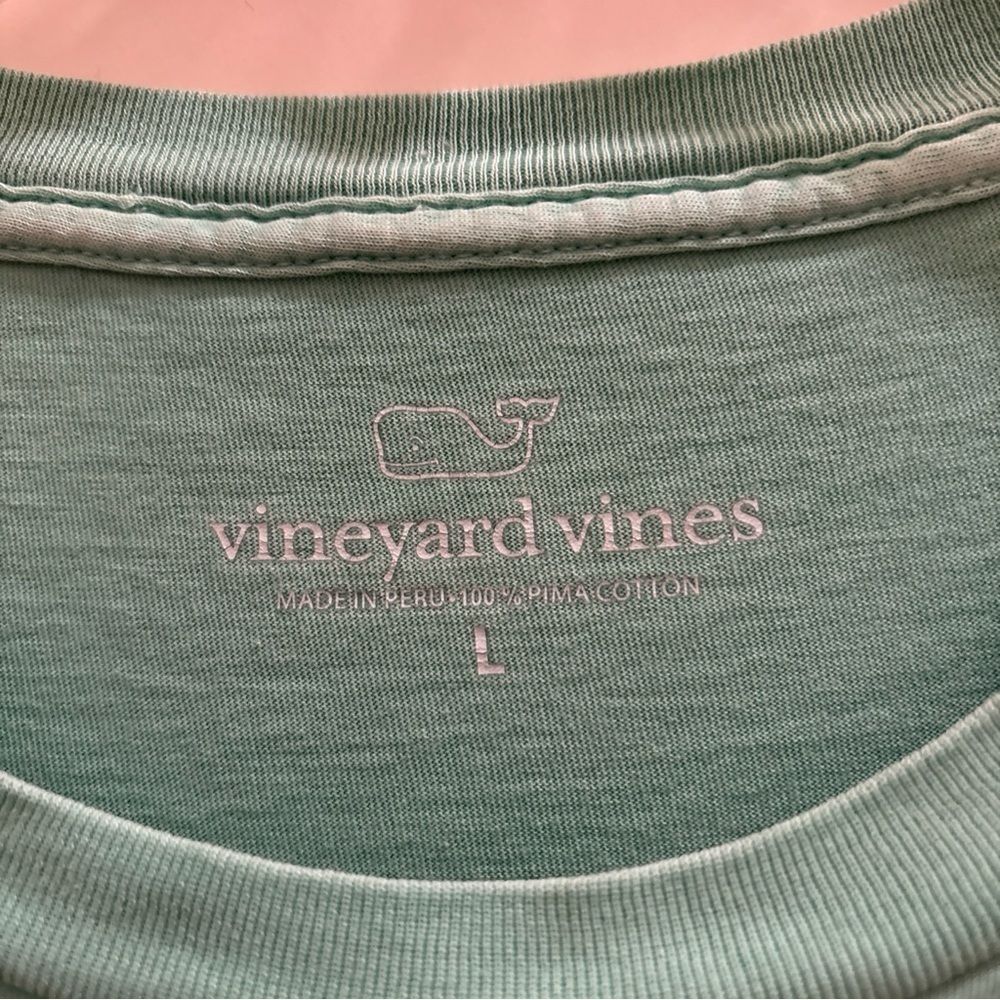 Vineyard Vines Shirt Mens Large Green Short Sleeve Pocket Whale Logo Casual Tee - Picture 2 of 6